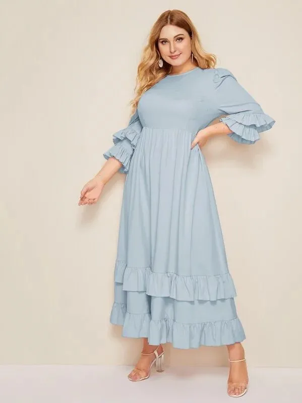 Plus Size Flounce Layered hem dress