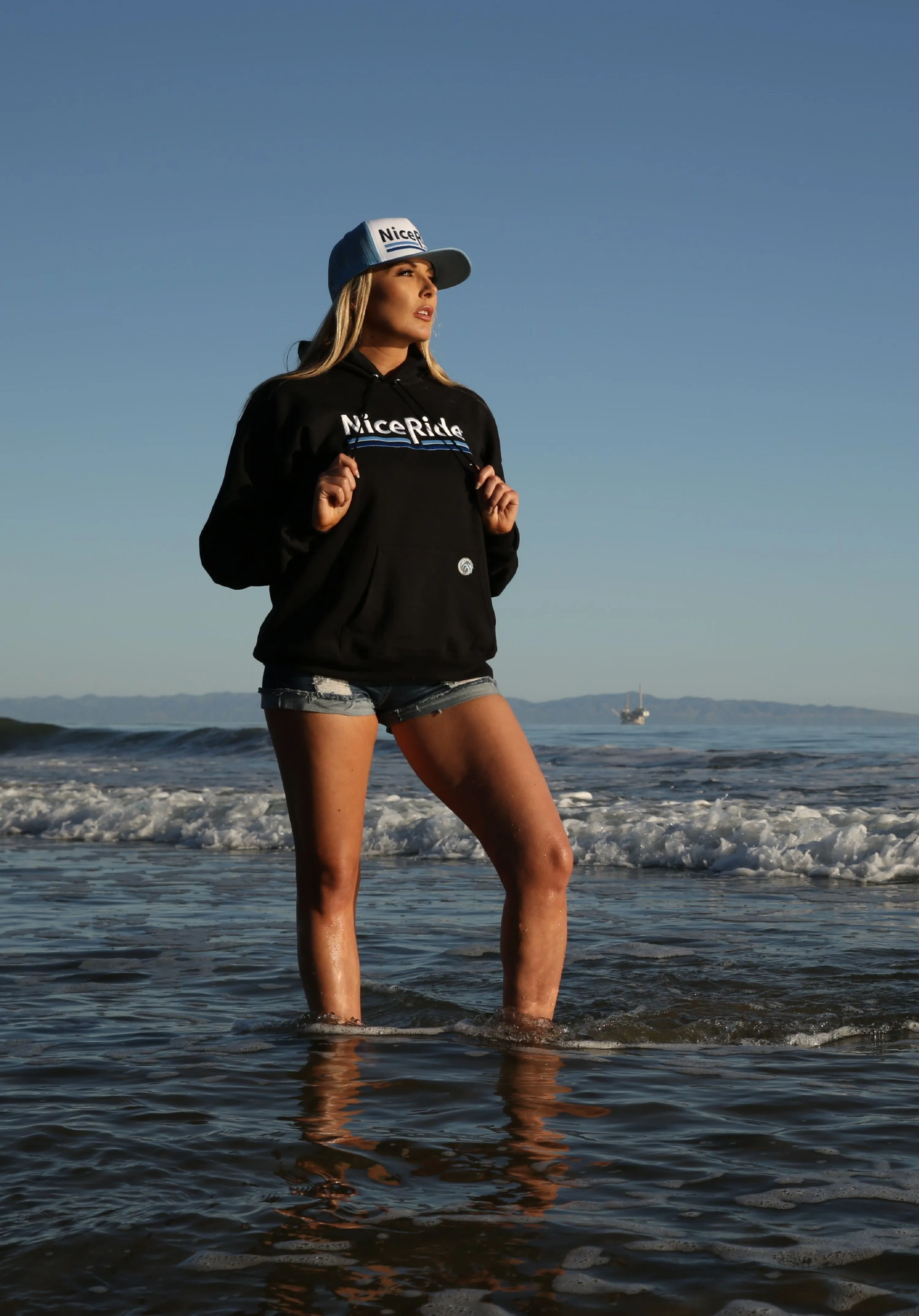 "Low Tide" Black Pullover Hoodie For Men And Women