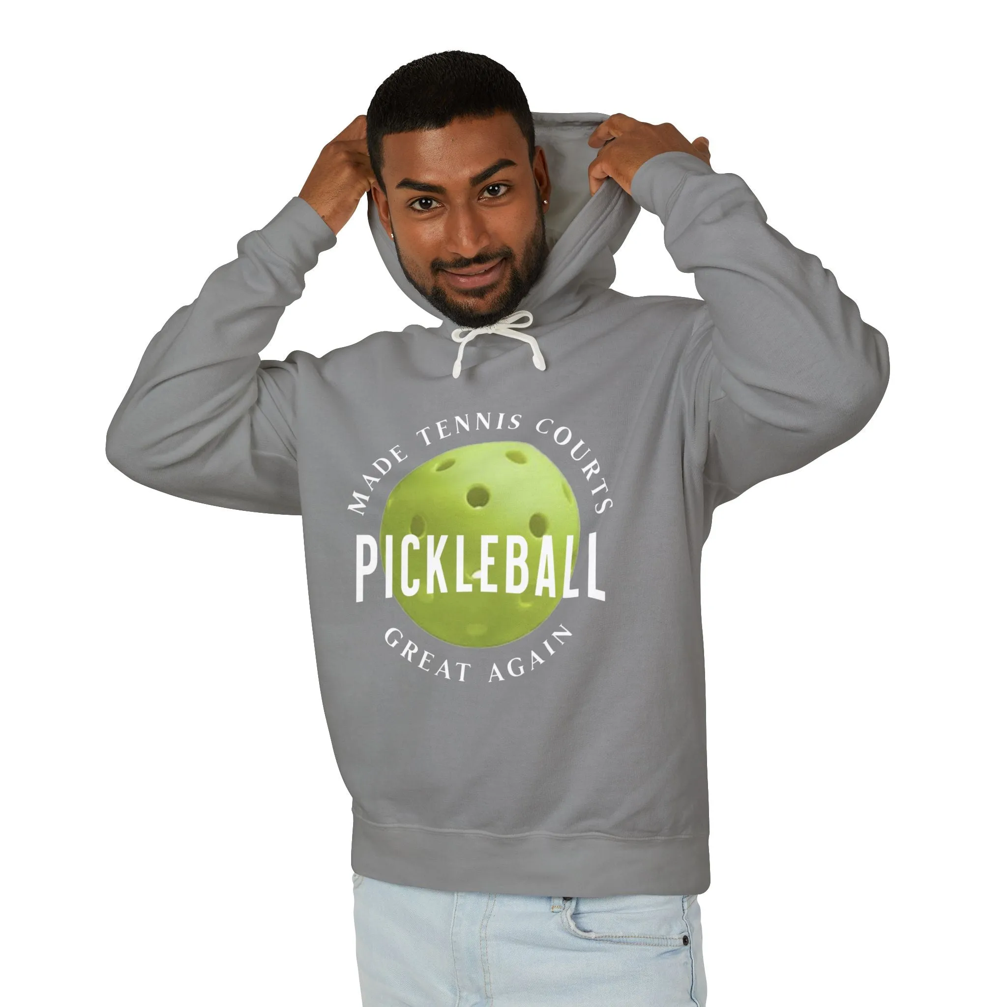 "Pickleball Made Tennis Courts Great Again Hoodie – Fun Pickleball Design" Unisex Lightweight Hooded Sweatshirt