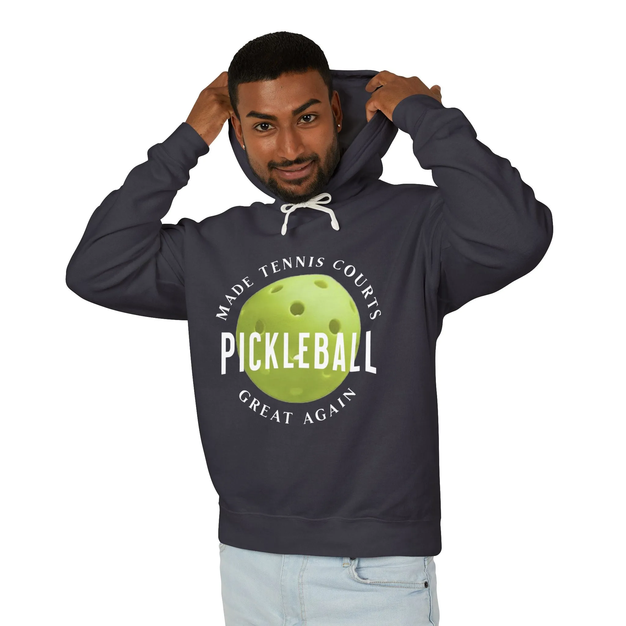 "Pickleball Made Tennis Courts Great Again Hoodie – Fun Pickleball Design" Unisex Lightweight Hooded Sweatshirt