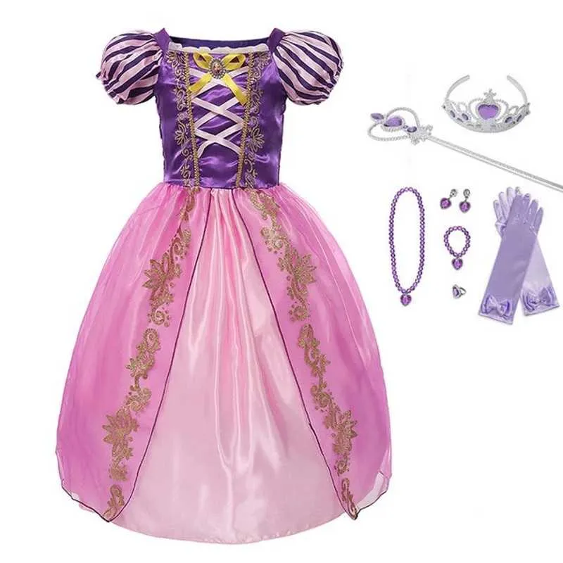 Rapunzel Costumes for Kids Tangled Princess Costume Dress for Girl