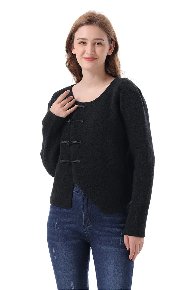 Round Neck Frog Button Cardigan