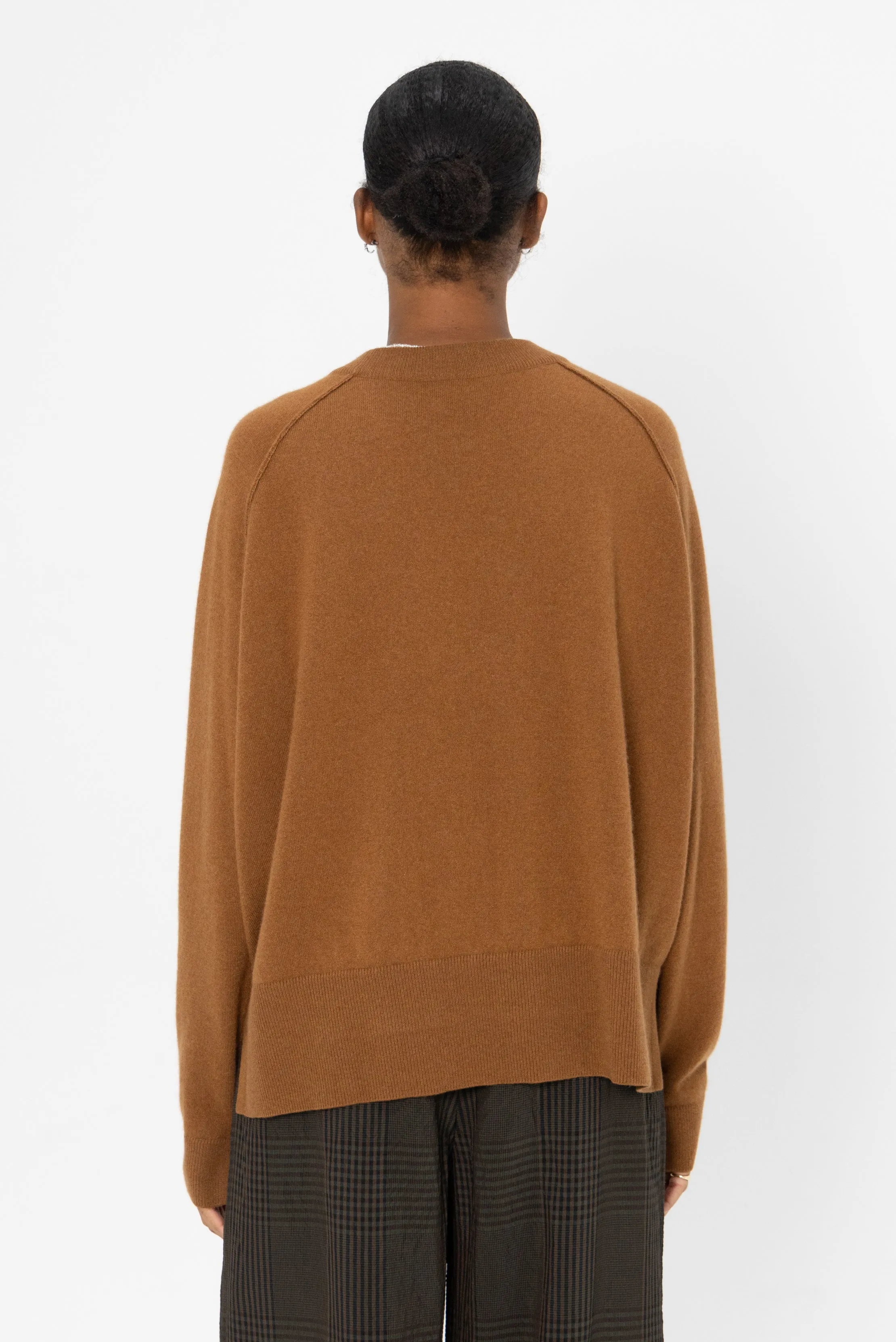 Round Neck Side Slit Sweater, Rust