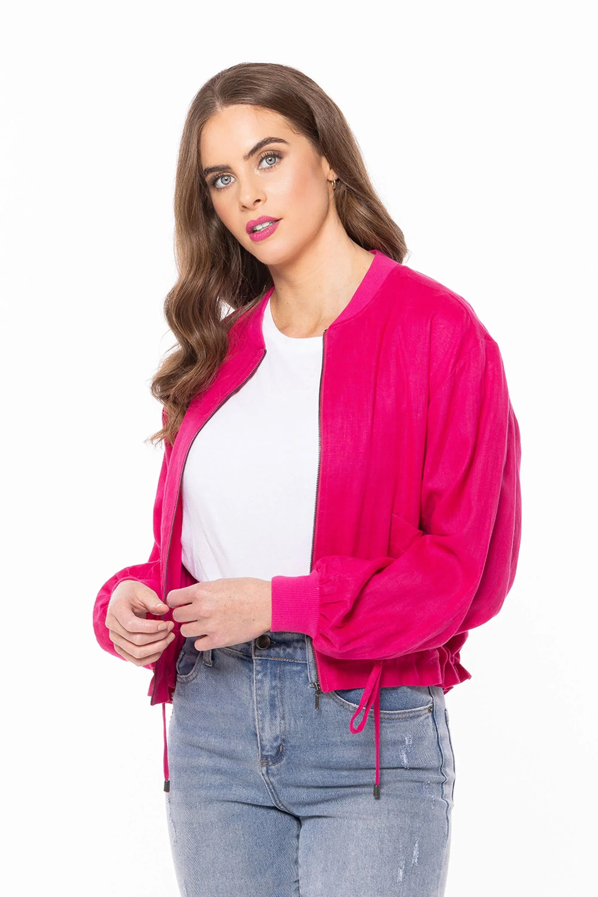 Seeking Lola  Keen Jackey Fuchsia linen