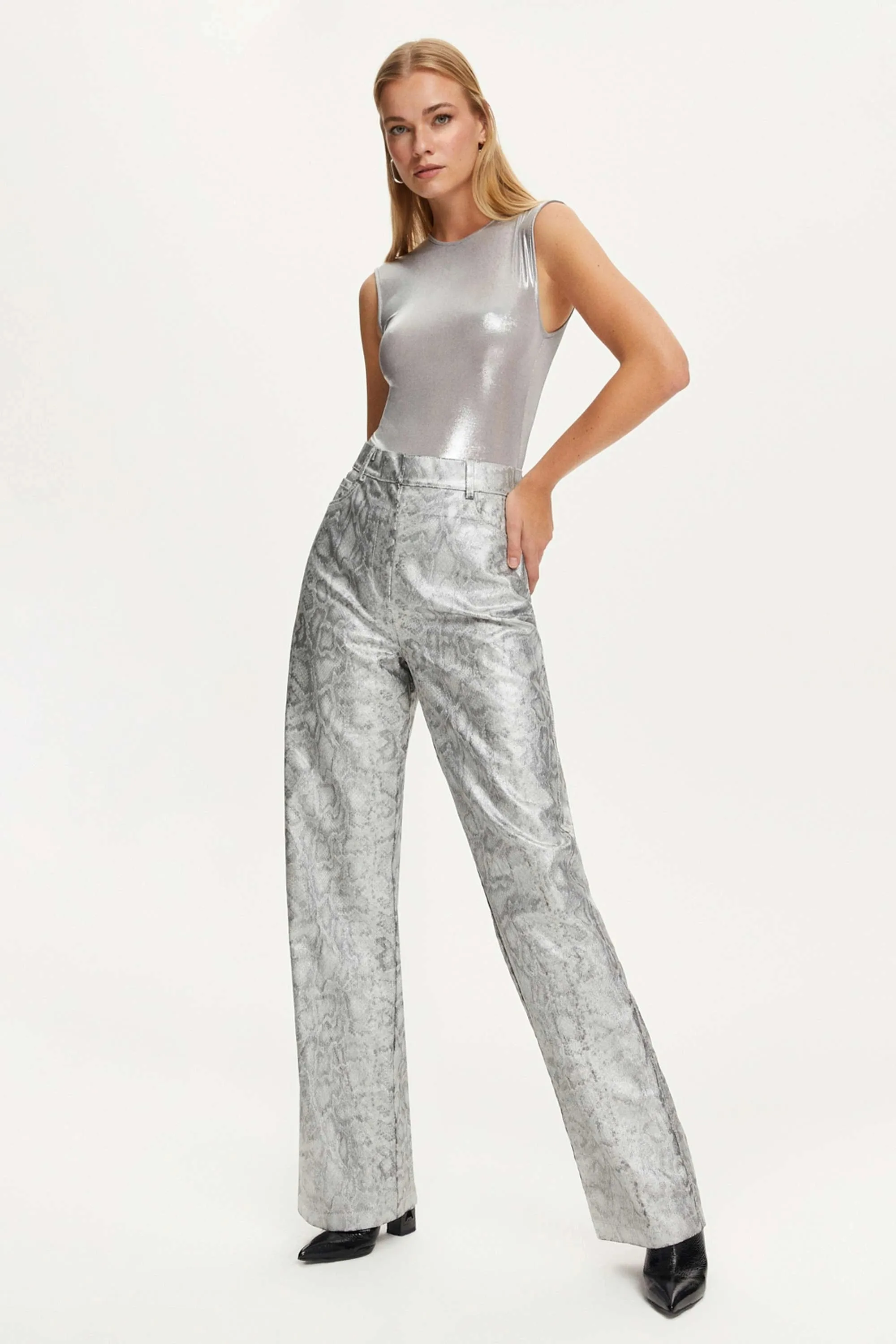 Silver Snake Print Pants (Final Sale)