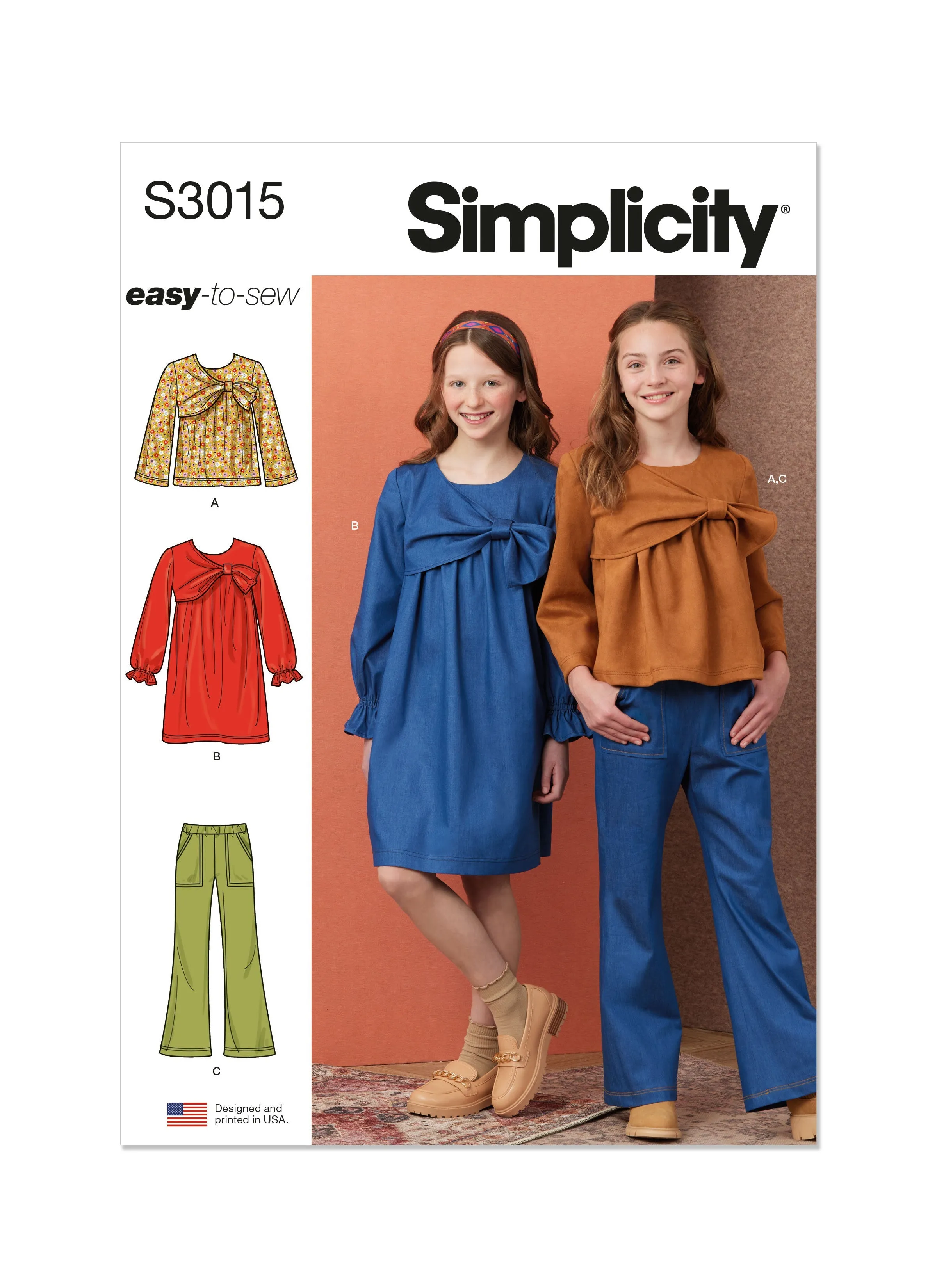 Simplicity Sewing Pattern 3015 Girls' Top, Dress and Pants