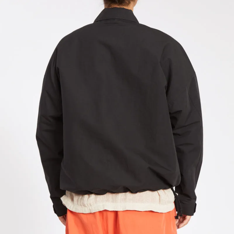 Skiff Pullover Jacket - Black Coated Linen/Cotton