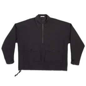 Skiff Pullover Jacket - Black Coated Linen/Cotton