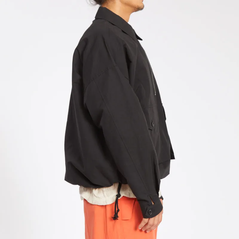 Skiff Pullover Jacket - Black Coated Linen/Cotton