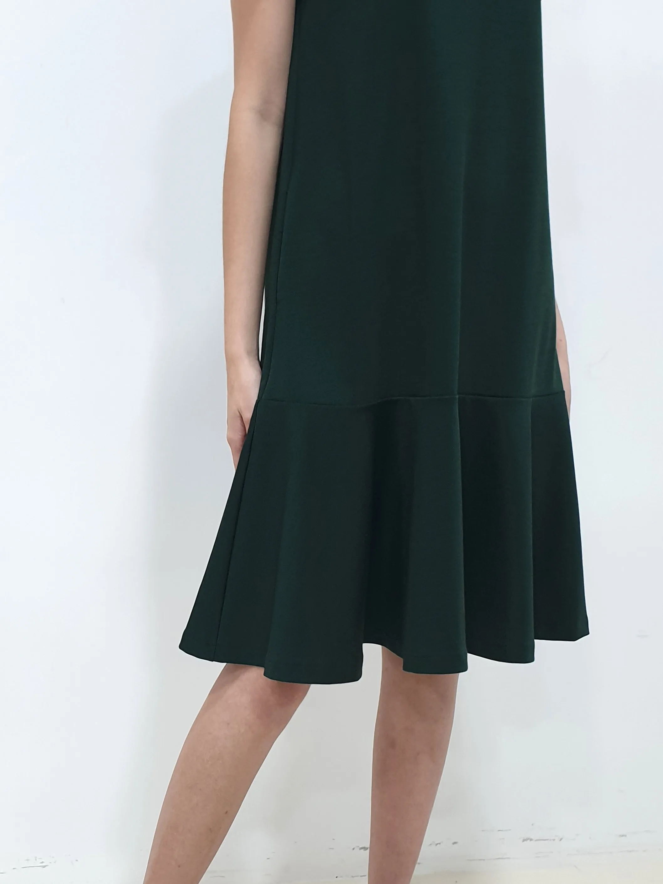 Sleeved Plain Jane Dress - Dark Green (Non-returnable)