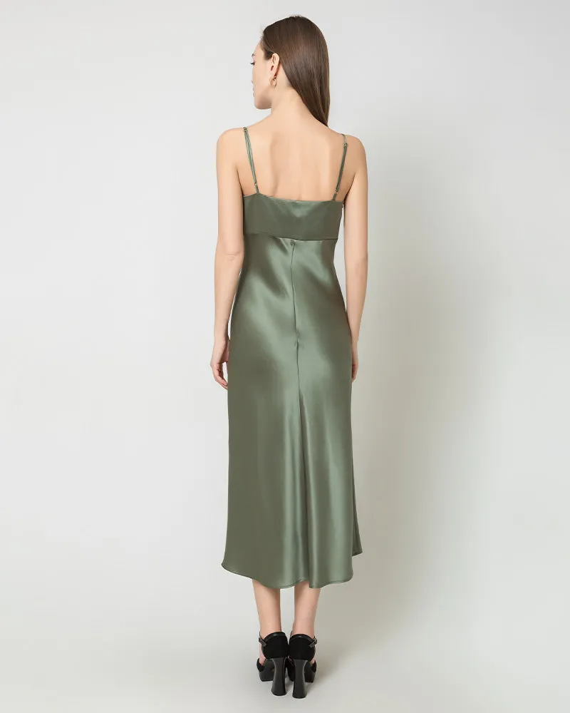 Solid Color Silk Satin Slip Long Dress