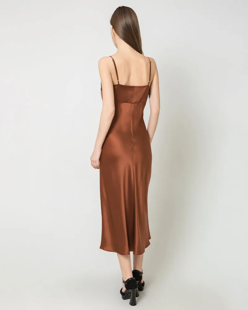 Solid Color Silk Satin Slip Long Dress