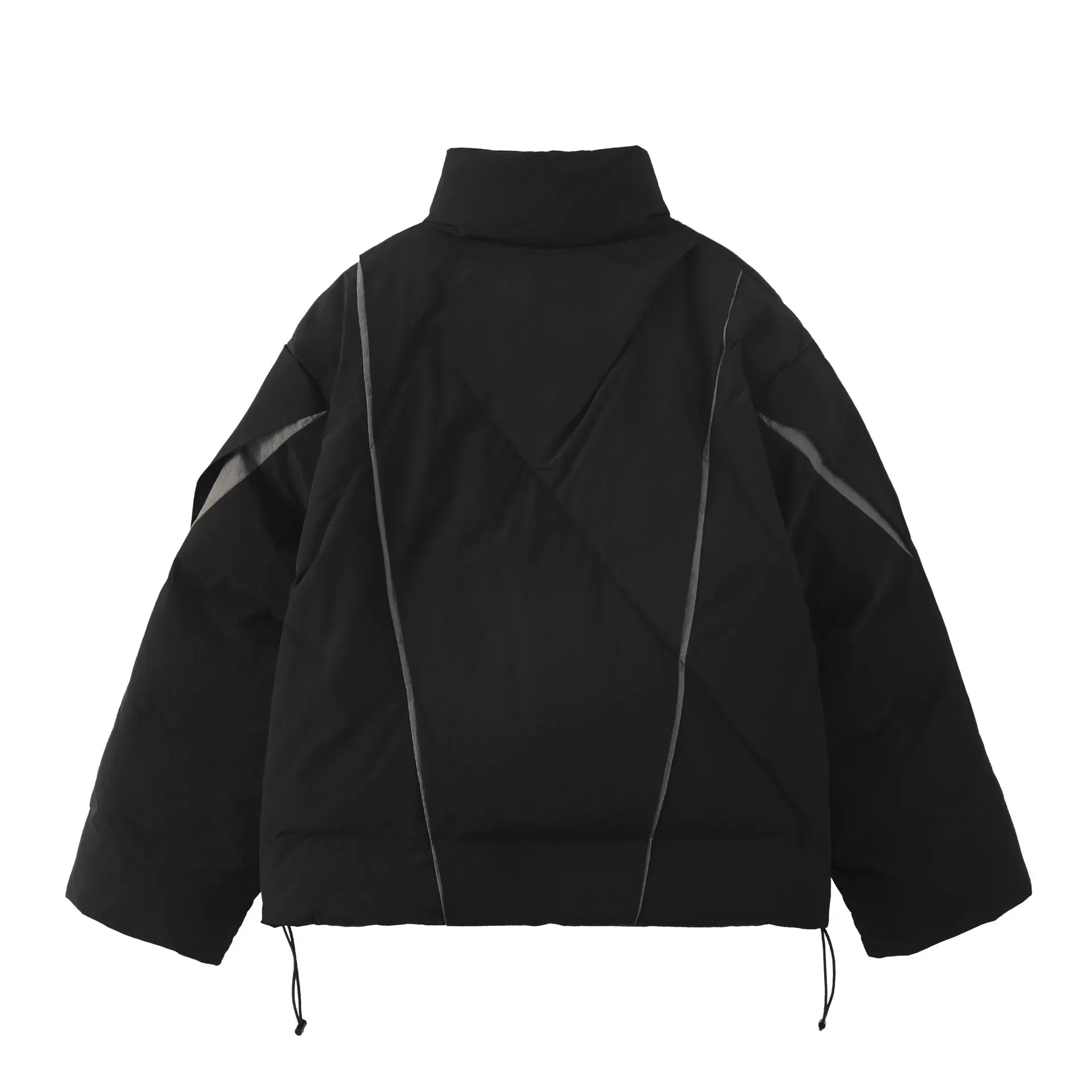 Spliced Asymmetric Zip Down Puffer Jacket