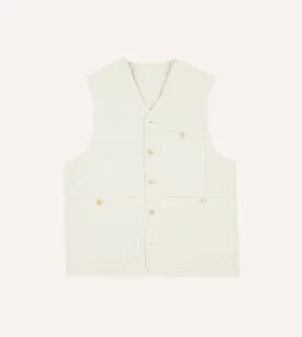 St. JOHN by Drake's Ecru Cotton Linen Potting Vest