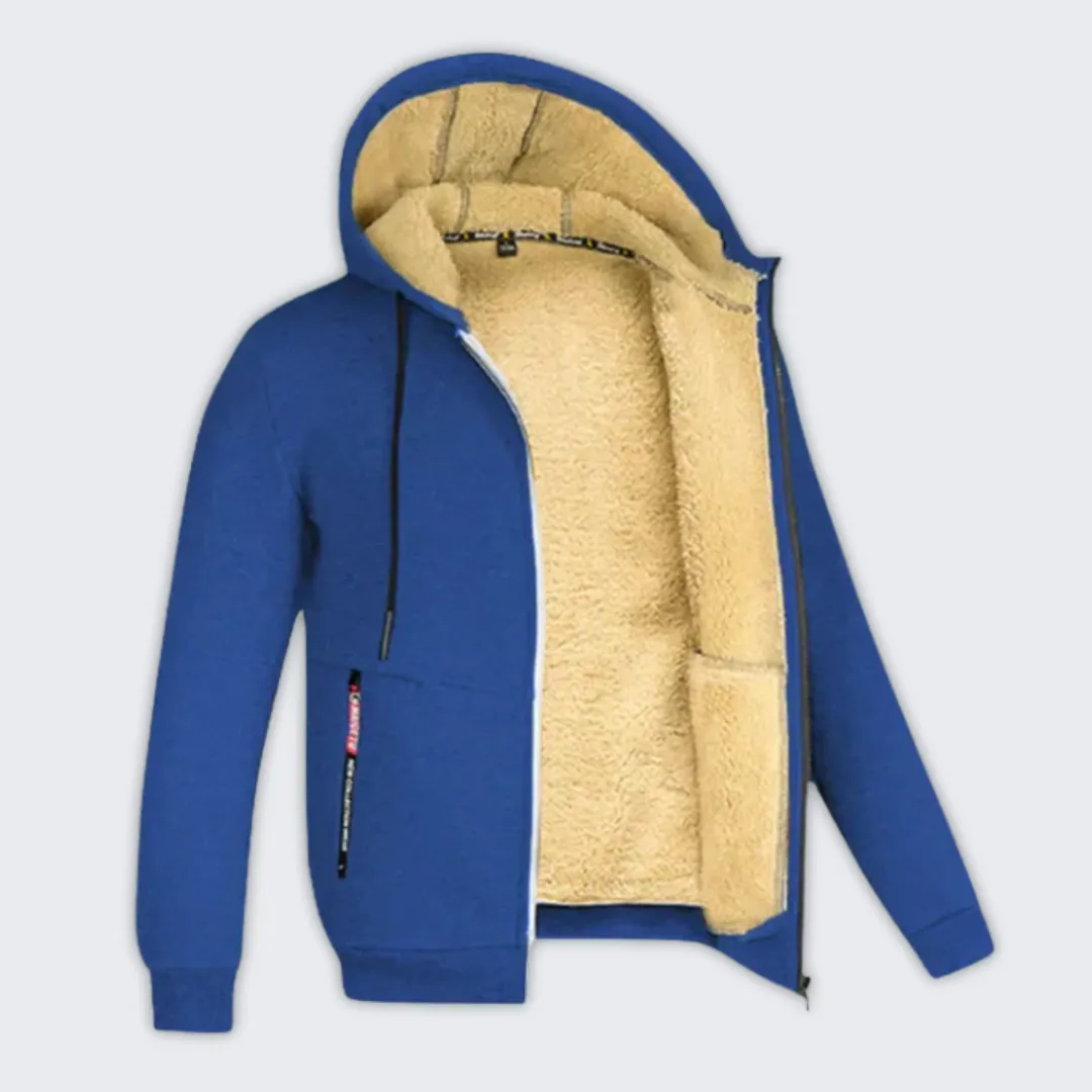 Stylish Men's Fleece-Lined Winter Hooded Jacket for Comfort