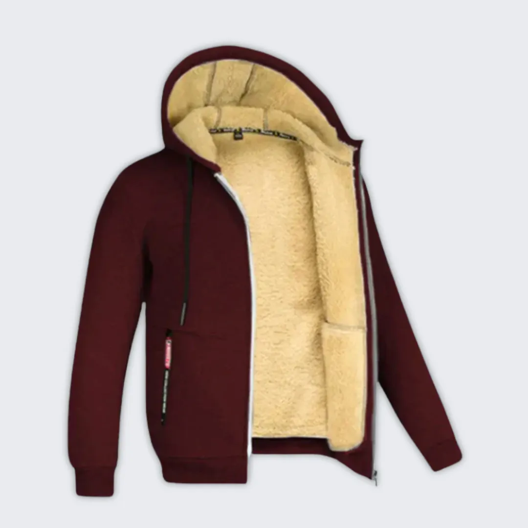 Stylish Men's Fleece-Lined Winter Hooded Jacket for Comfort