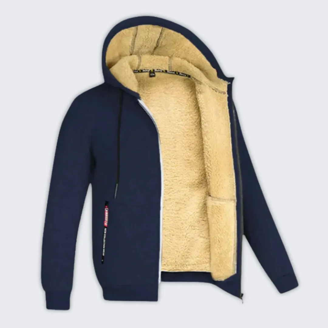 Stylish Men's Fleece-Lined Winter Hooded Jacket for Comfort