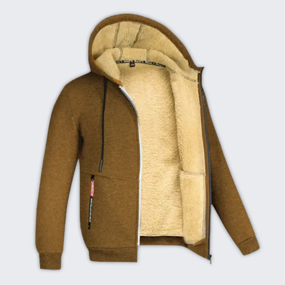 Stylish Men's Fleece-Lined Winter Hooded Jacket for Comfort