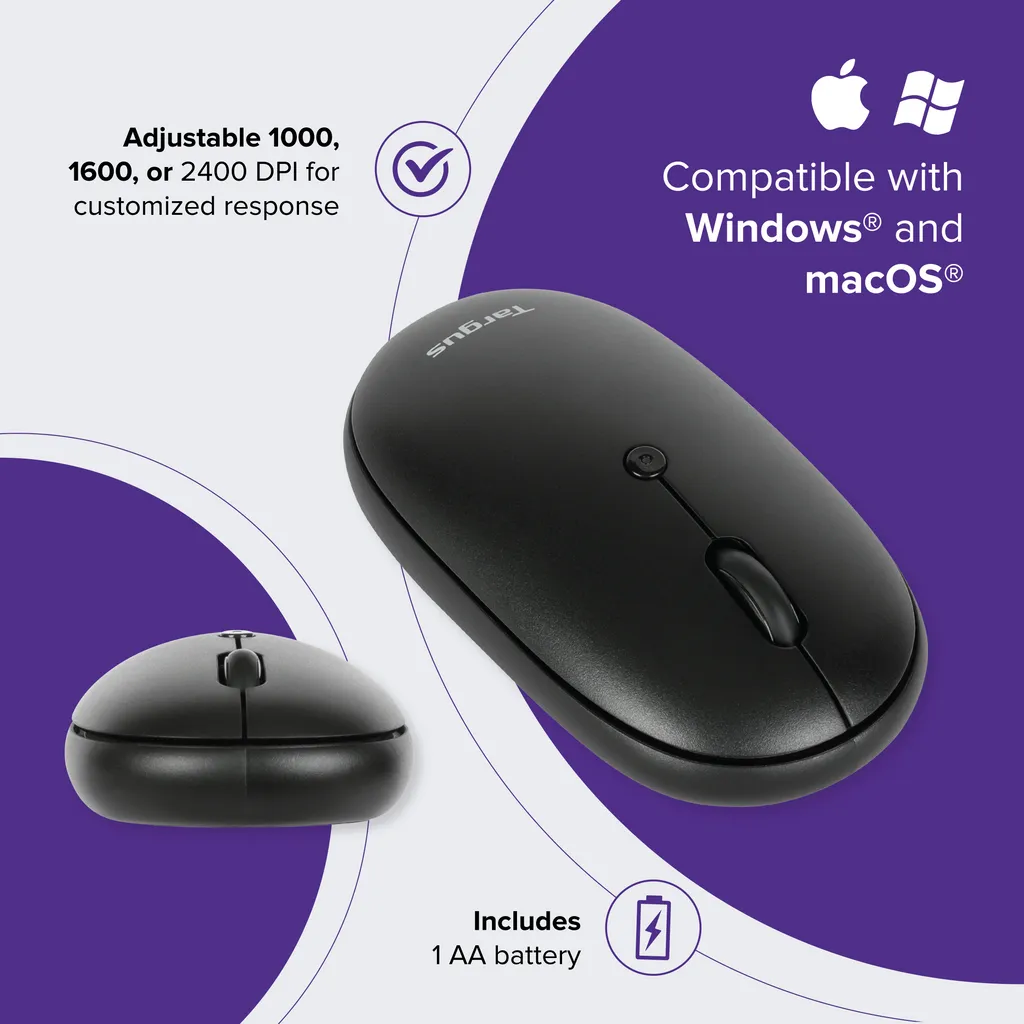 Targus Compact Multi-Device Antimicrobial Wireless Mouse AMB581