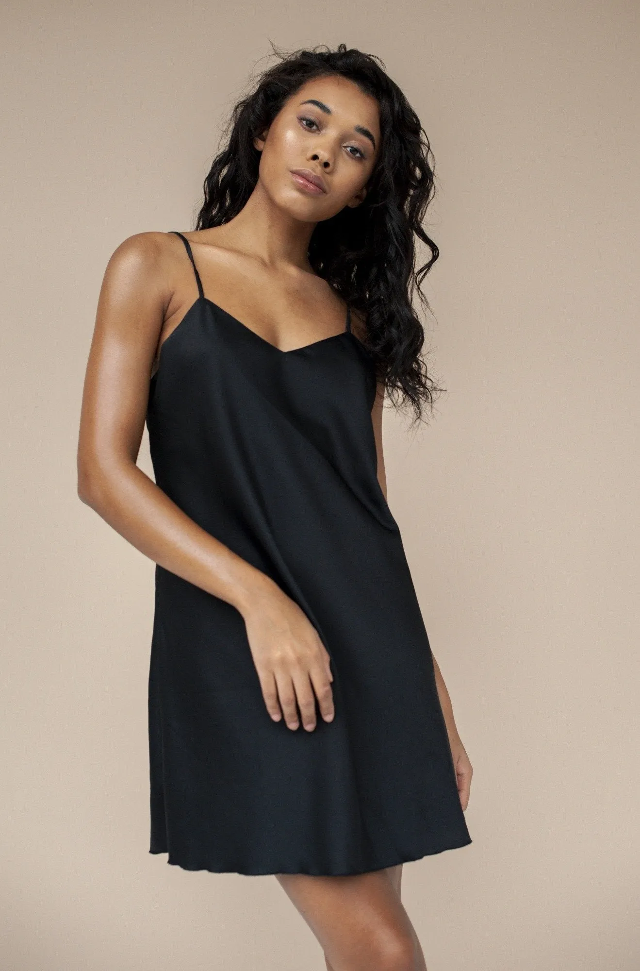 Upcycled Black Slip Dress