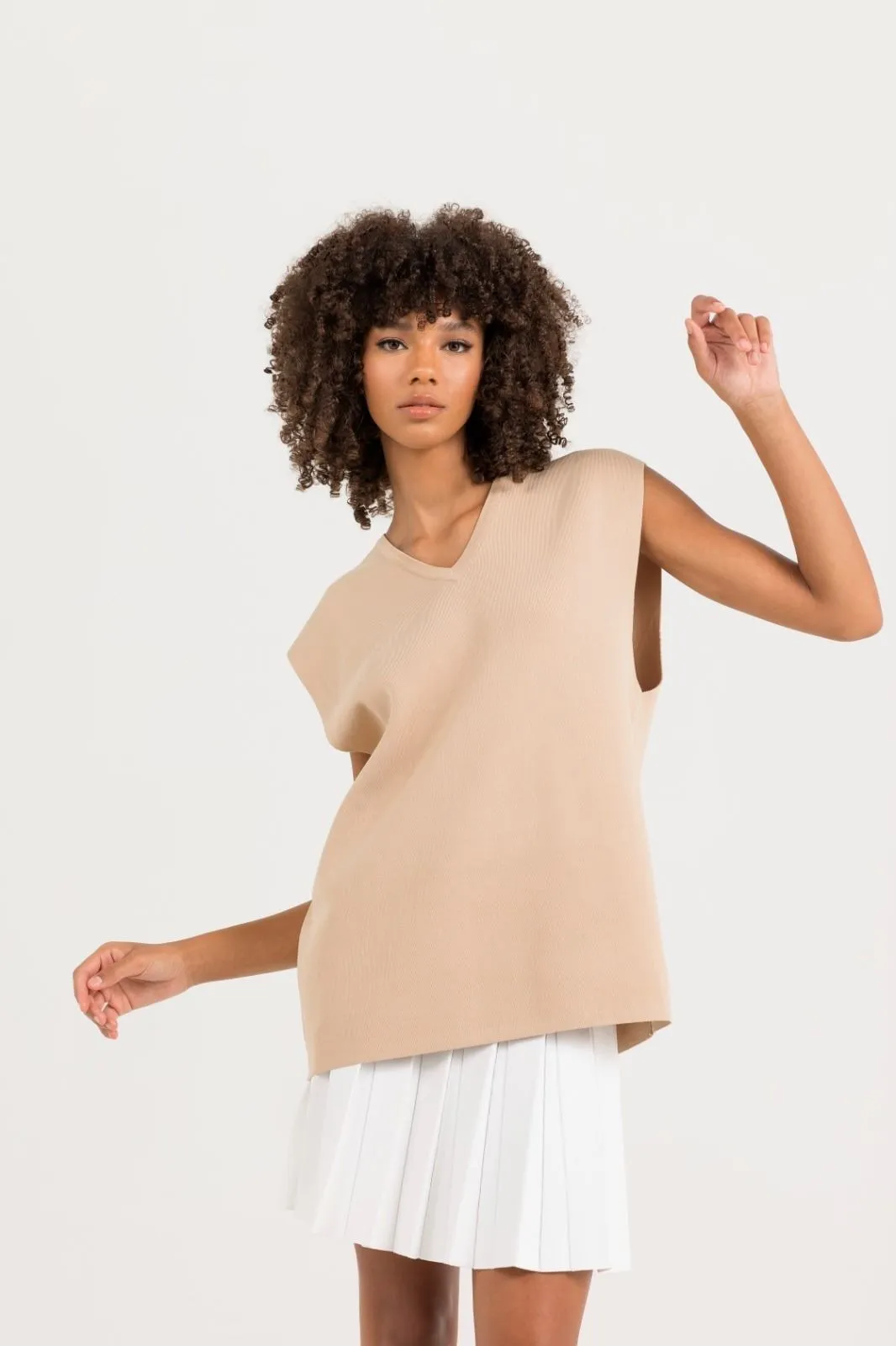 V Neck Knit Oversize Mocha