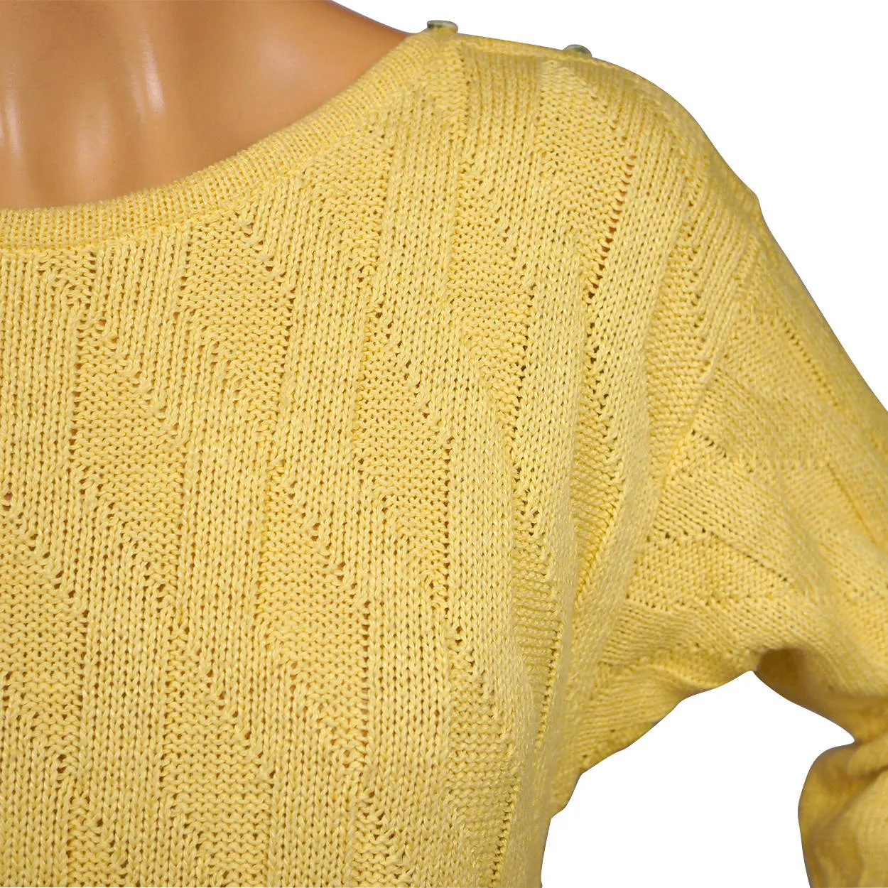 Vintage 1980s Guy Laroche Sweater Yellow Cotton Flax Size Small 36