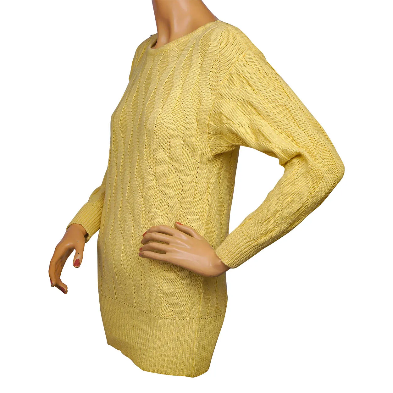 Vintage 1980s Guy Laroche Sweater Yellow Cotton Flax Size Small 36