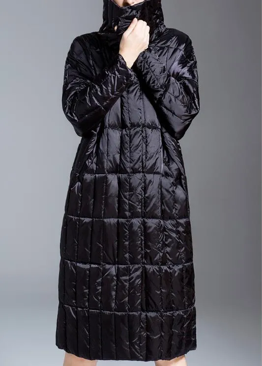 Waist Blet Long Loose Women Down Coat High Collar Winter Loose 90% Duck Down Jackets