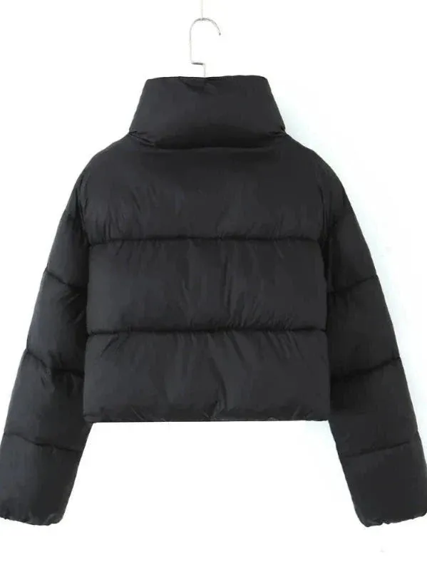 Wenkouban-Winter outfits Christmas Black Stand Collar Button Cropped Down Jacket