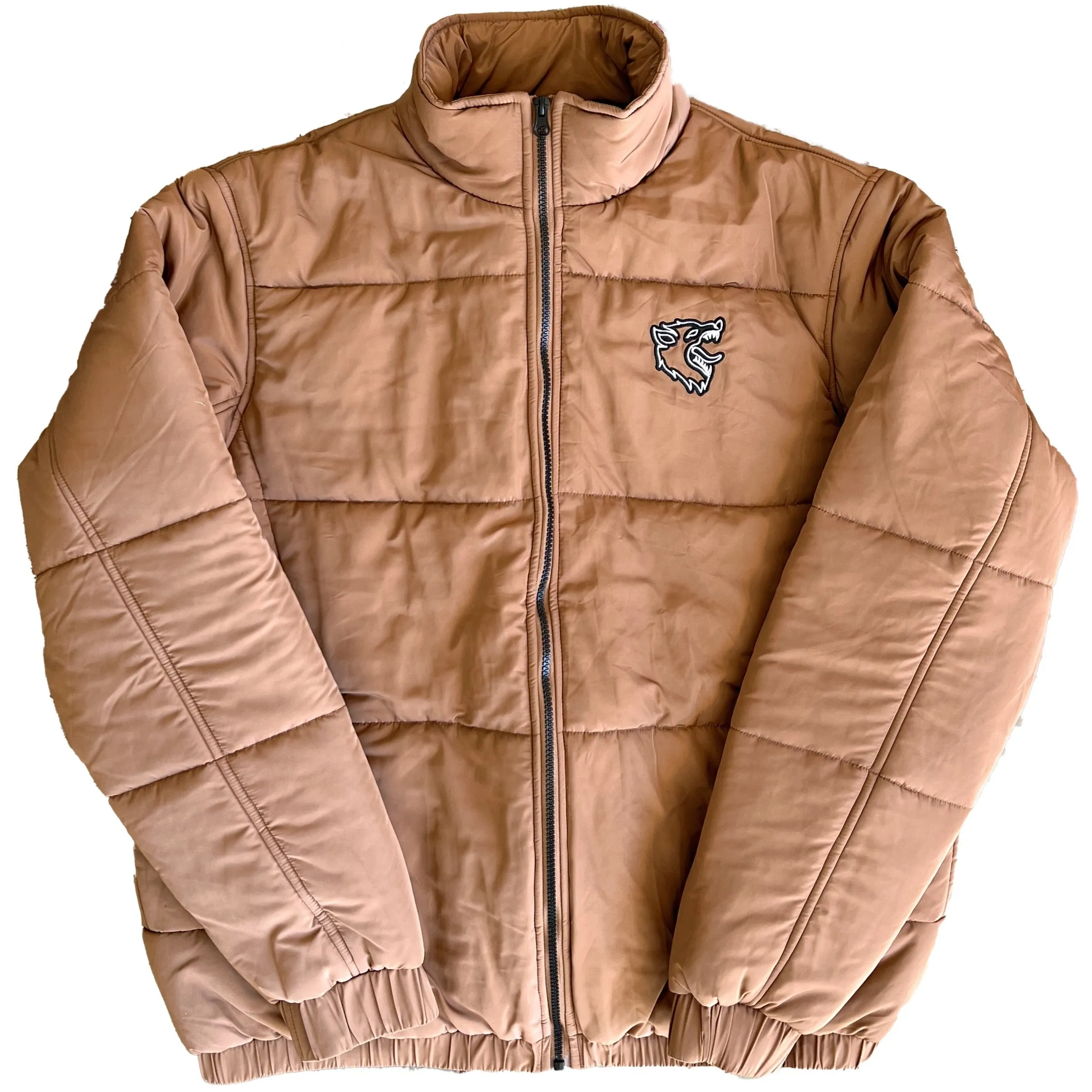 WOLF PUFFER JACKET - BROWN / WHITE