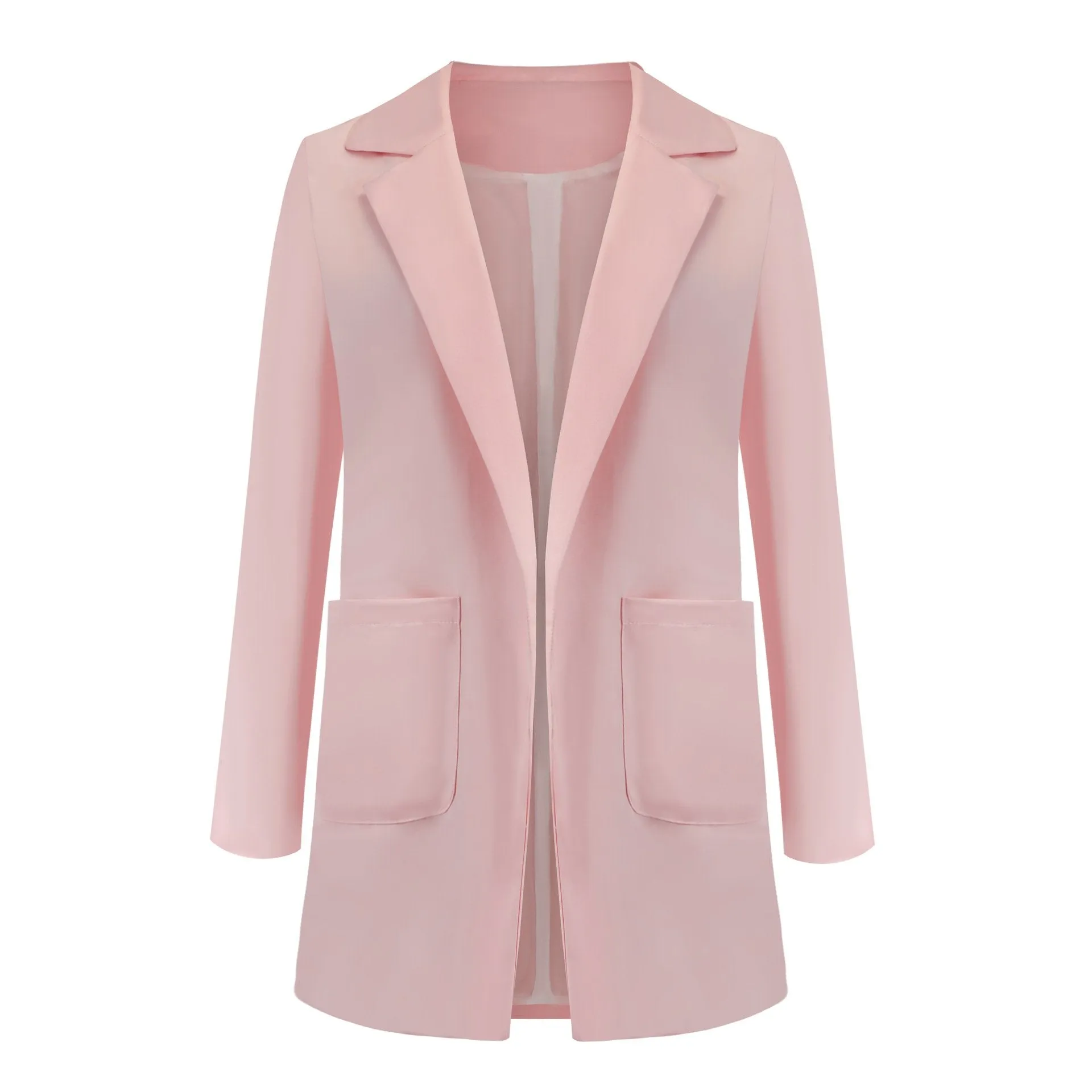 Women slim fit long sleeve turn-down collar suit overcoat