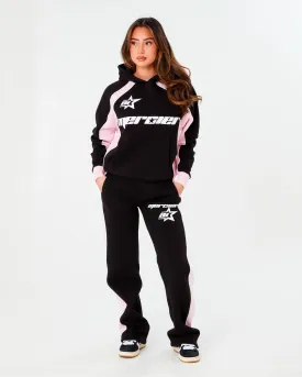 Womens Black Pink Sporty Joggers