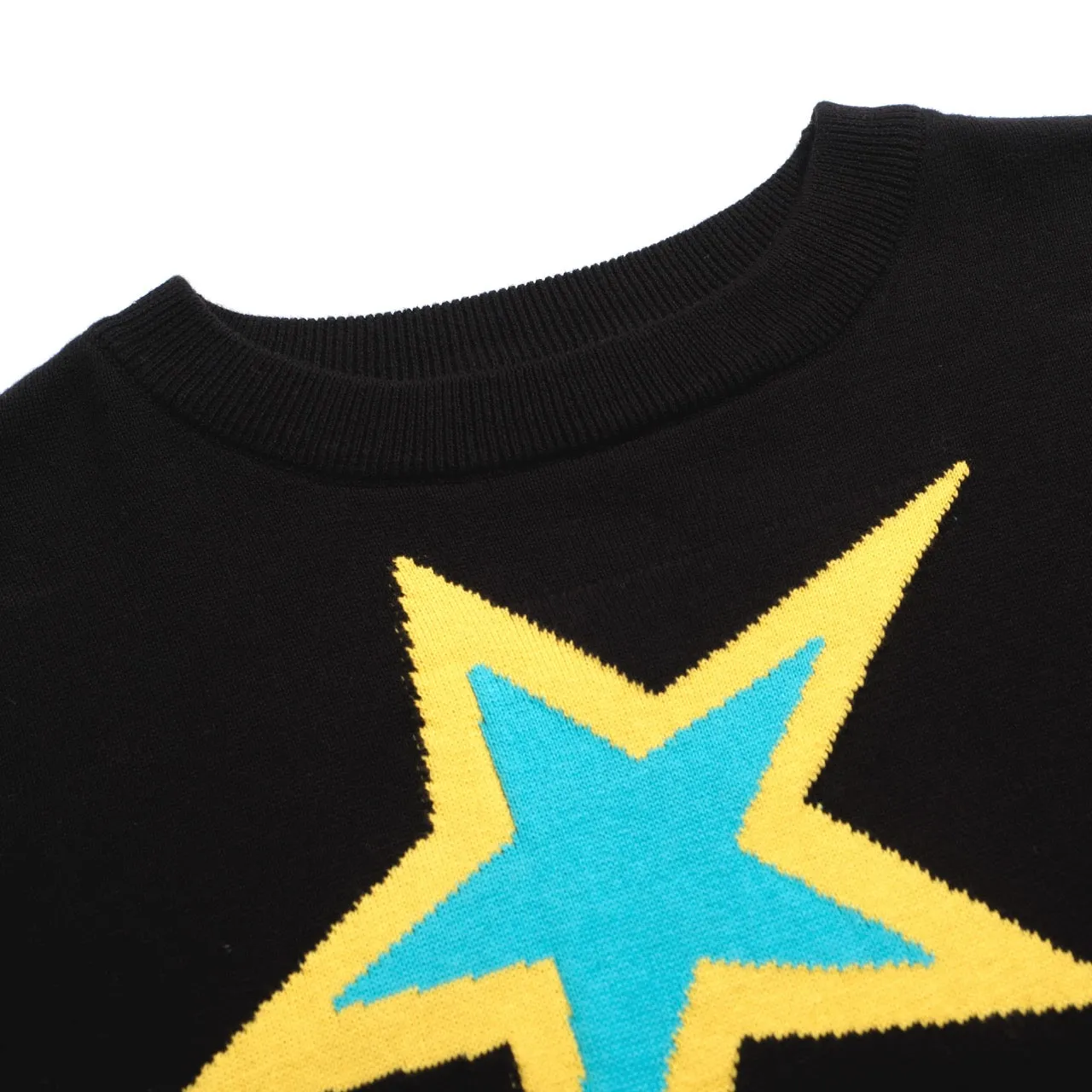 Women's black stars colored knitted sweater