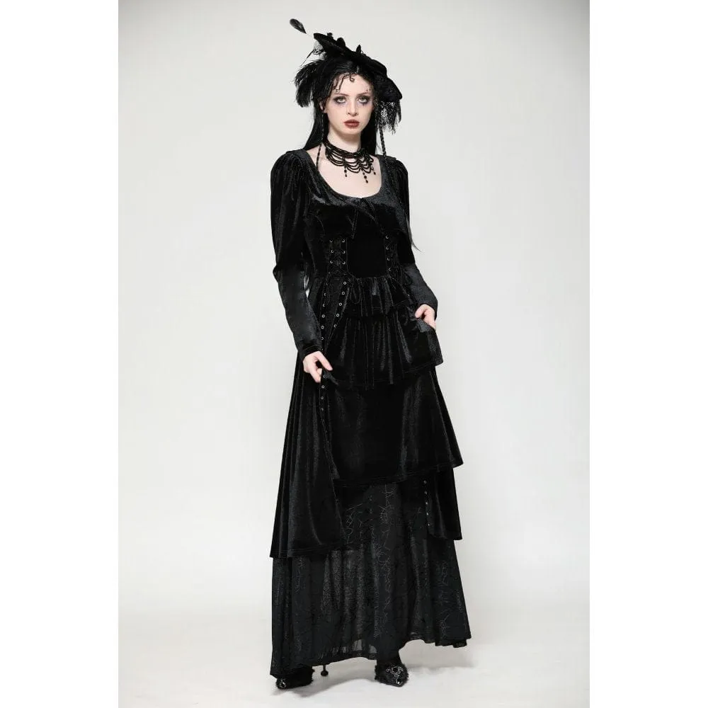 Women's Gothic Eyelets Side Slit Maxi Dresses