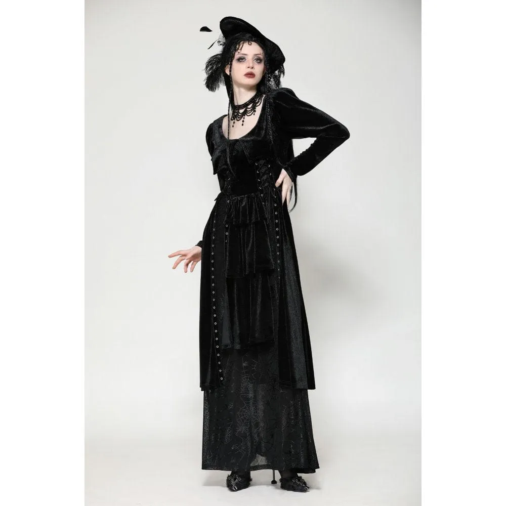 Women's Gothic Eyelets Side Slit Maxi Dresses