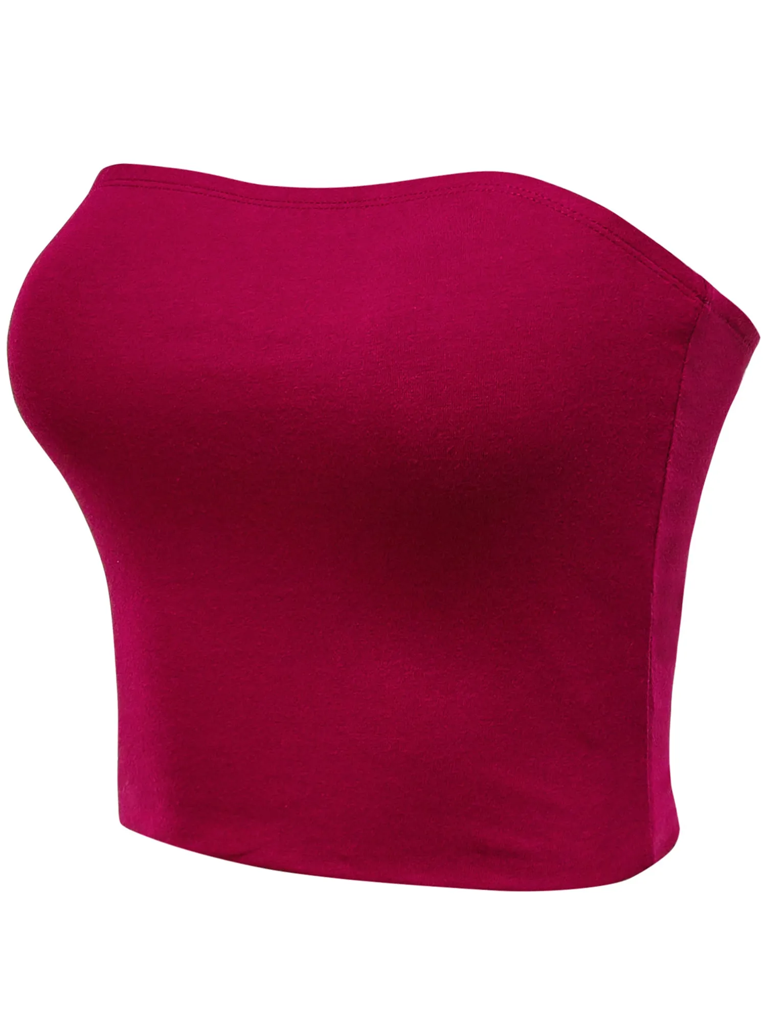 Women's Strapless Bandeau Double Layered Basic Casual Tube Top (FWT1002)