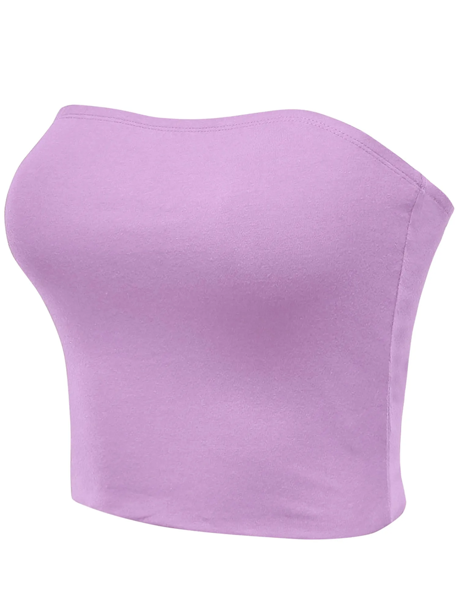 Women's Strapless Bandeau Double Layered Basic Casual Tube Top (FWT1002)