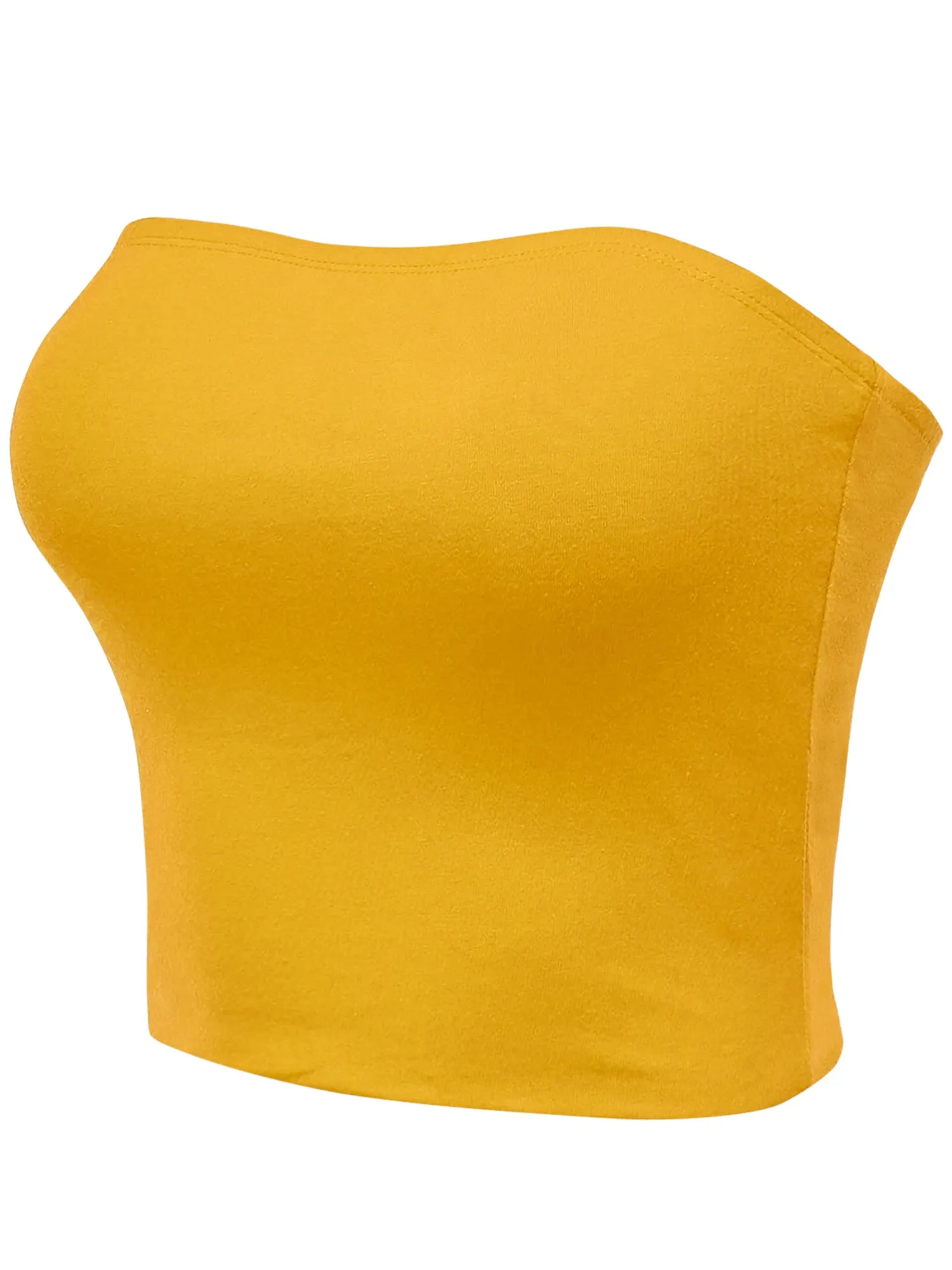 Women's Strapless Bandeau Double Layered Basic Casual Tube Top (FWT1002)