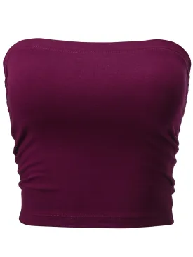 Women's Strapless Bandeau Double Layered Basic Casual Tube Top (FWT1087)