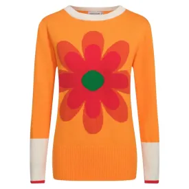 Women's yellow floral 50s knit jumper