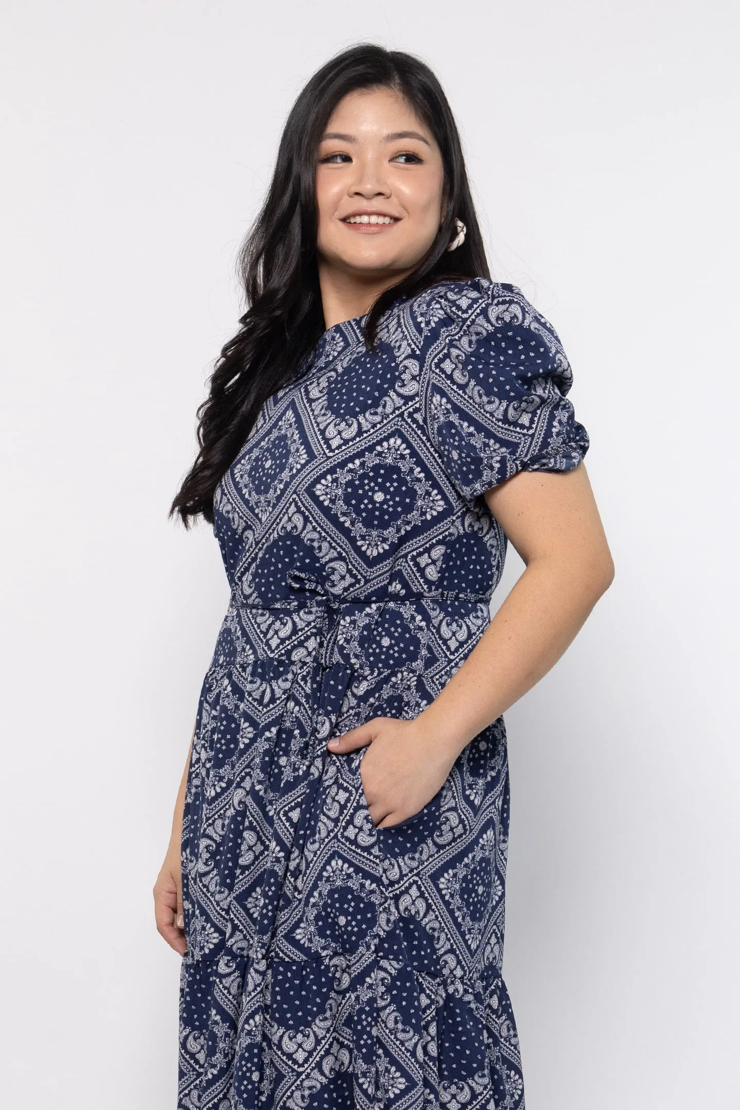 Yvette Dress in Blue Paisley